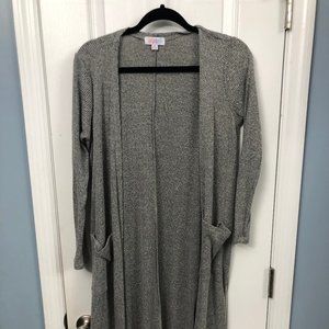 gray ribbed lularoe sarah cargidan duster.  used.